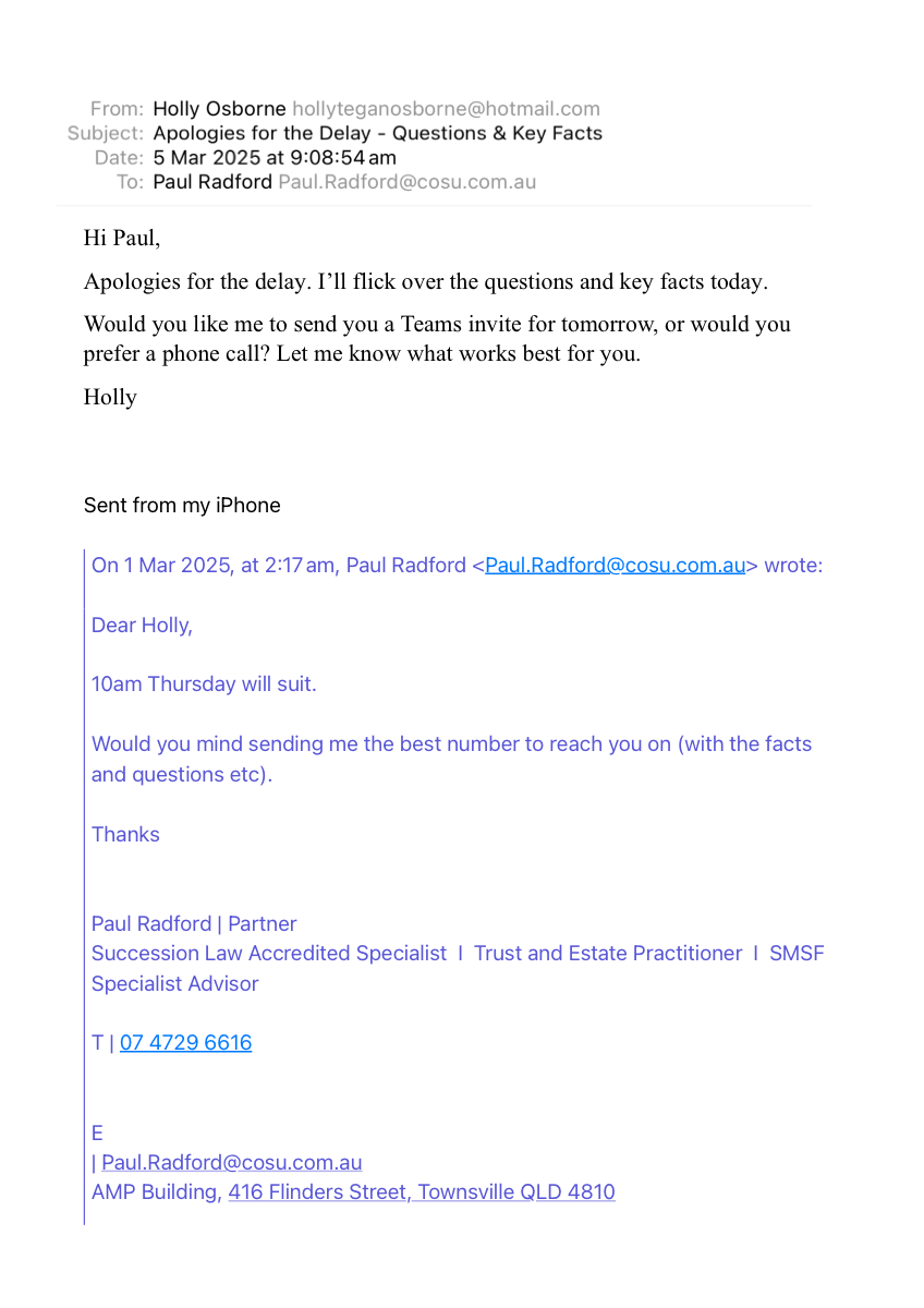 Paul Radford email โ 5 March 2025