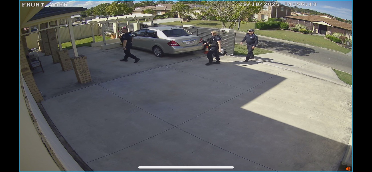 Front yard CCTV 15:02:36 — wide driveway view, 29 October 2025